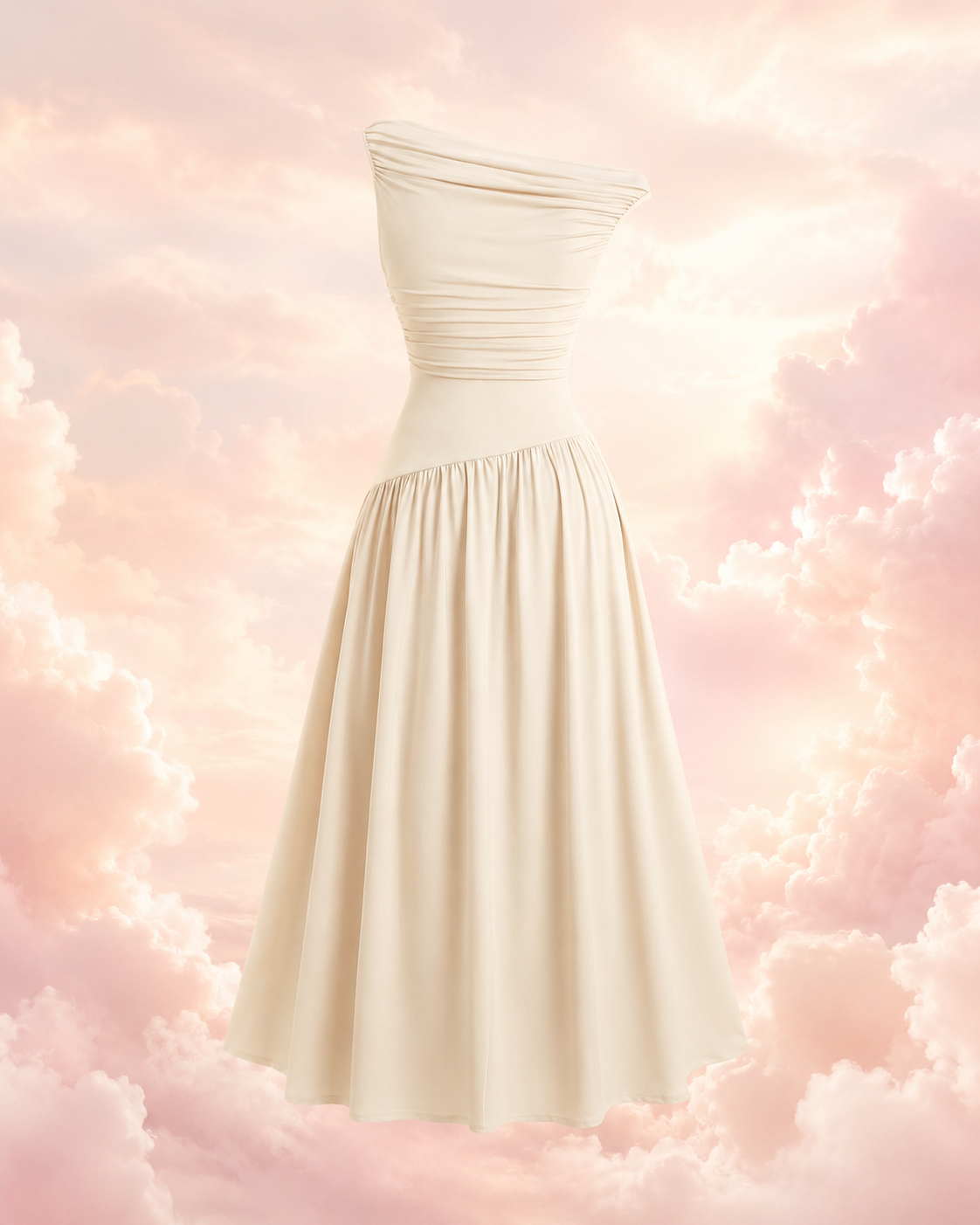 Vestido Midi Asimétrico Albaricoque