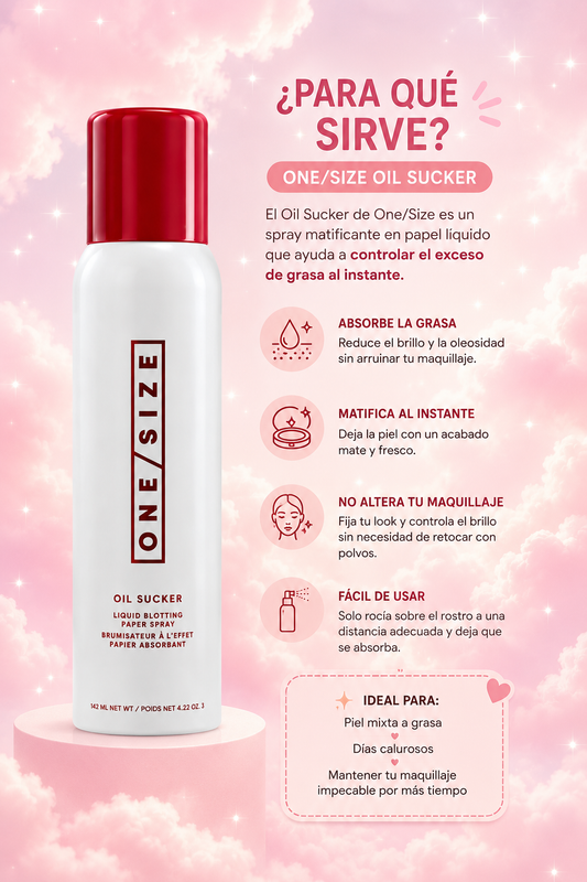 ONE/SIZE Oil Sucker Liquid Blotting Paper Spray – Spray Matificante Control de Grasa 142 ml