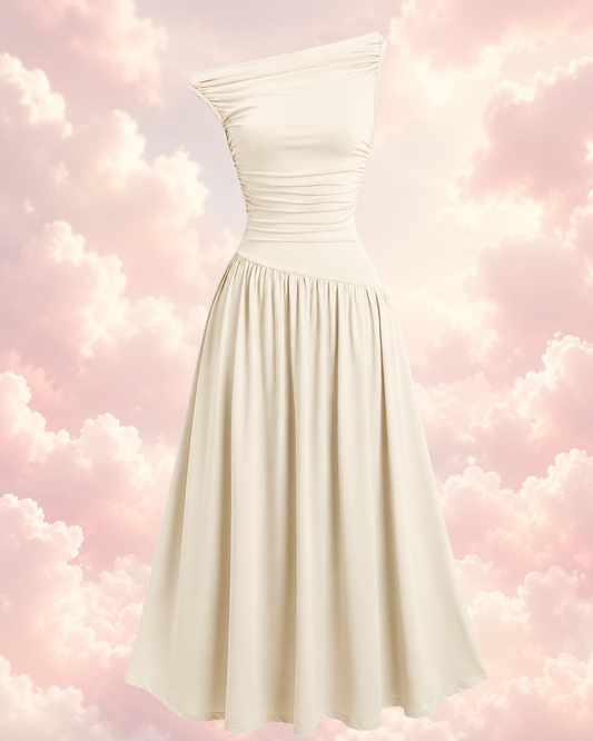 Vestido Midi Asimétrico Albaricoque